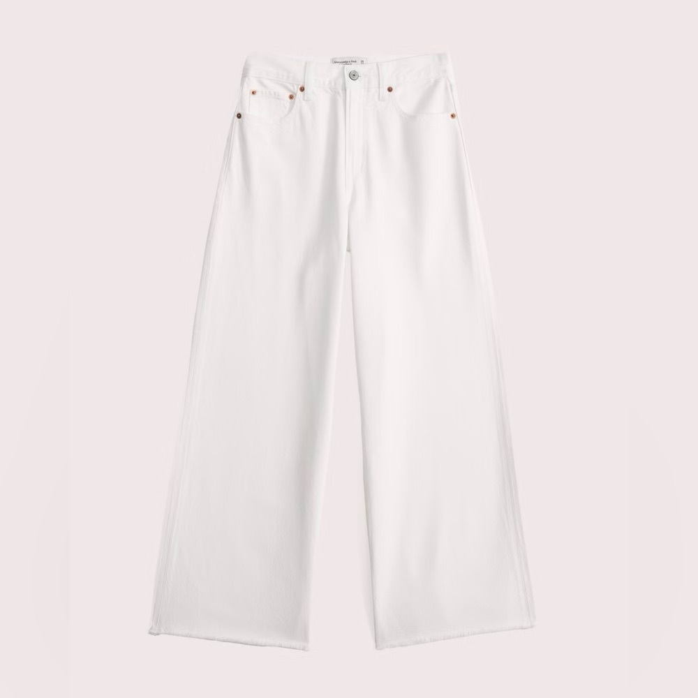 ABERCROMBIE Off-White Wide Leg Crop Jeans 6L